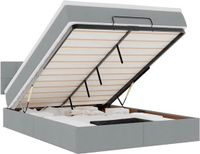vidaXL Ottomaans bed met matras en LED lichtgrijs 140x190 cm stof