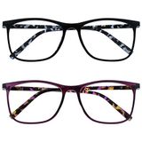 Opulize Arc 2 Stuks Groot Leesbril Zwart Purper Patroon Mannen Vrouwen RR66-15 +2,00