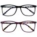Opulize Arc 2 Stuks Groot Leesbril Zwart Purper Patroon Mannen Vrouwen RR66-15 +2,00