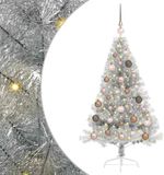 vidaXL Kunststof Voorverlichte Kerstboom met 150 LED, Zilver, 120 cm