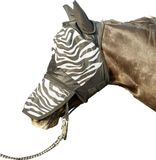 HKM Vliegenmasker -Zebra- met neusnetje wit/zwart Shetland pony
