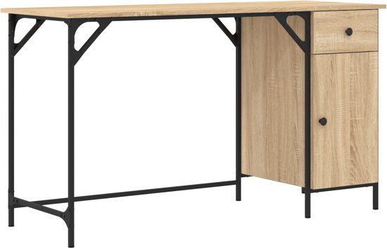 vidaXL Bureau 131x48x75 cm bewerkt hout sonoma eikenkleurig