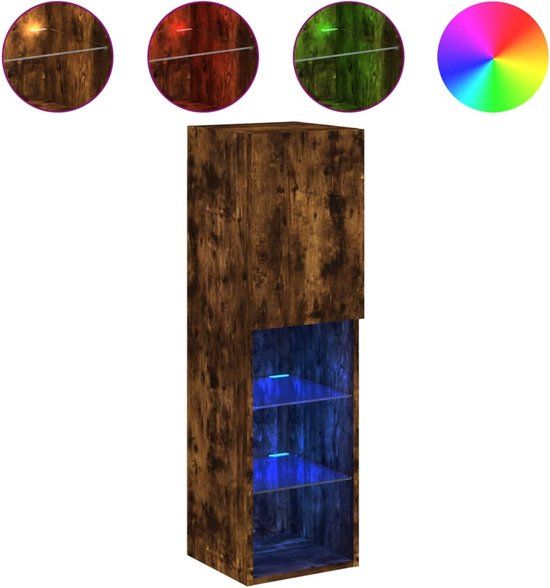 vidaXL Tv-meubel met LED-verlichting, gerookt eikenkleurig