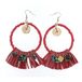 Le Carose Dames oorbellen Boho Chic roze stof franjes 10 cm haaksluiting Boor1