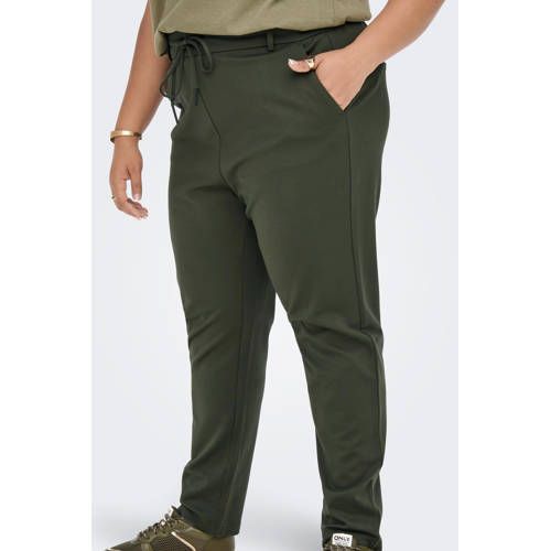 ONLY CARMAKOMA slim fit broek CARGOLDTRASH groen