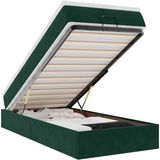 vidaXL - Ottoman bed with mattress - 90x190cm - dark green velvet