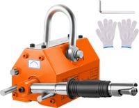 VEVOR Hefmagneet Kraanmagneet (1000 kg Laadvermogen, 2500 kg Trekkracht, -40 tot 80 ℃), 12 Stuks Magneten Handbediende Vorkhefmagneet Lifter Magneetheffer Geel Neodymium Hefmagneetgereedschap