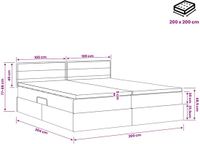 vidaXL LED-opbergbed met matras, lichtgrijs, 200 x 200 cm, stof
