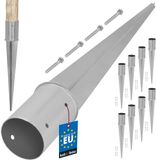 KOTARBAU® Set van 8 Paalhouder, Paalvoet, Verzinkt Staal, ⌀ 100 mm, Zilver, Paalhouder met Punt, Puntpaalhouder, voor Schutting Rondhout
