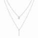 LGT JWLS Zilverkleurige 2-Laags Multilayer Ketting voor Dames met Witte Zirkonia en Staafhanger
