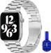 By Qubix Qubix Stalen Schakel Band Zilver Geschikt voor Apple Watch 44mm 45mm 46mm 49mm