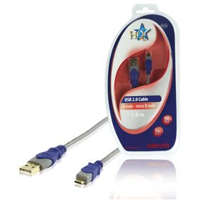 HQ SC-016-1.8 - USB-kabel - USB A naar Micro-USB B - 1.8 m - Grijs