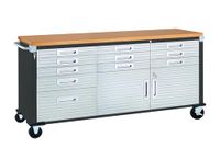 Seville Classics Rollende Werkbank met 11 laden, 182,9 x 50,8 x 95,2 cm, grafiet