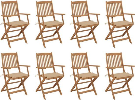 vidaXL Tuinstoelen 8 stuks met kussens massief acaciahout