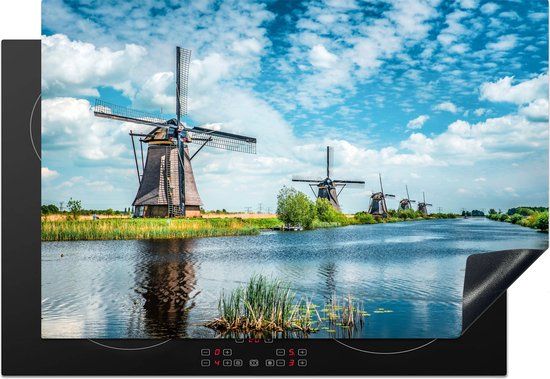 KitchenYeah® Inductie beschermer 76x51.5 cm - Molens van Kinderdijk - Inductiebeschermer