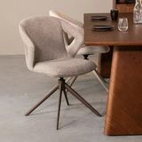 LABEL51 Eetkamerstoel Zurich - Mushroom - Boucle - Brons Metalen Frame