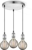 Home Sweet Home Hanglamp Geborsteld Staal Vintage Rond Spiraal - Inclusief 3x LED Filament Lamp G125 Dubbele Spiraal - Dimbaar - Pendel Lengte 100 cm - Rook