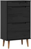 vidaXL Schoenenkast MOLDE 59,5 x 35 x 103 cm Massief grenenhout Zwart