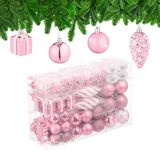 Relaxdays Kerstballen - Set van 72 - Kunststof - Roze