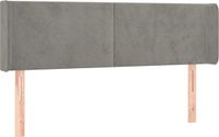 vidaXL Hoofdbord met randen fluweel lichtgrijs 147x16x78/88 cm