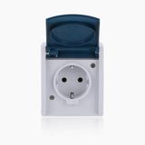 Busch-Jaeger 20EW-53 SCHUKO contactdoos met klapdeksel grijs/blauwgroen 20 EW-53