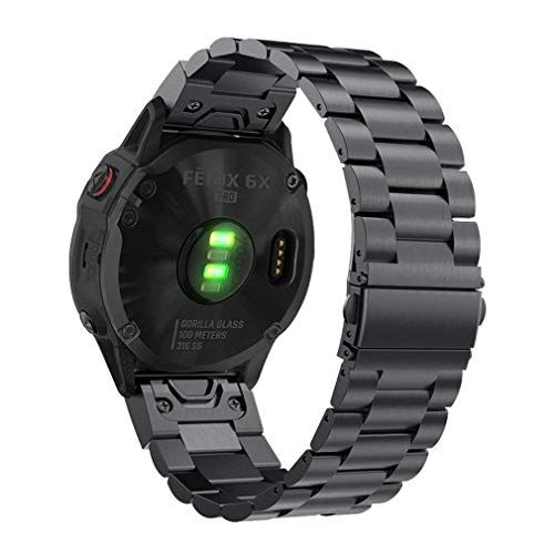YOOSIDE QuickFit 26 mm armband voor Fenix 5X /Fenix 6X /Fenix 7X, metaal, echt leer, vervangende armband, schakelarmband horlogeband voor Garmin Enduro, Fenix 3, Quatix 3, D2 Delta PX, Tactix Charlie(zwart)