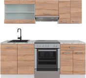 Vicco R-Line Unité de cuisine complète – 200 cm sans plan de travail Sonoma/Blanc