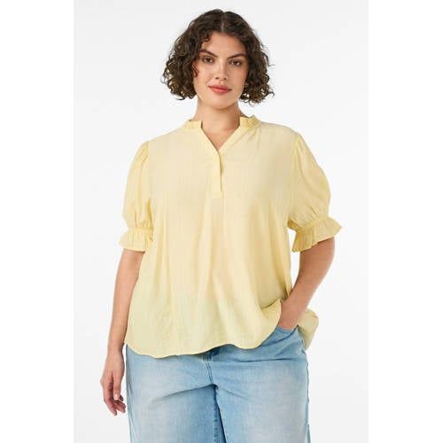 Zizzi Rechtvallend Blousetop Plus Size - Lichtgeel