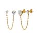 Lucardi Dames Stainless steel goldplated oorknoppen dubbel voor dames - Oorbellen - Staal - Goudkleurig