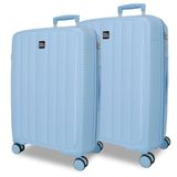 Roll Road Acadia Lichtblauw Bagageset 65/75 cm Hard Polypropyleen Geïntegreerd Combinatieslot 172L 7.6 kg 4 Dubbele Wielen Uitbreidbaar