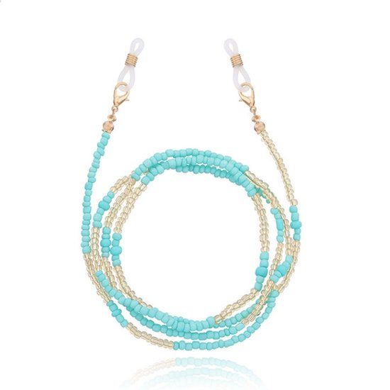 Deja Jewels Turqoise Goud Koord voor Zonnebril of Leesbril met Kraaltjes