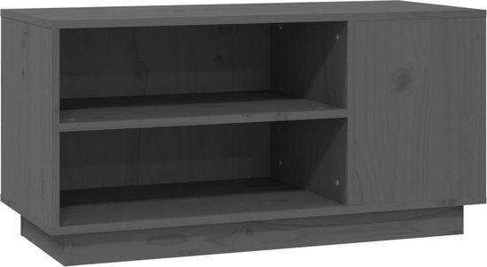 vidaXL Tv-meubel - 80x35x40,5 cm - Massief Grenenhout - Grijs