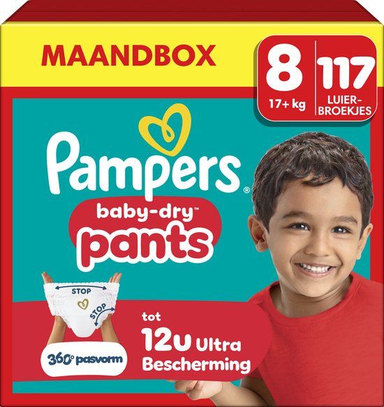 Pampers Baby-Dry Pants - Maat 8 (19kg+) - 117 Luierbroekjes - Maandbox