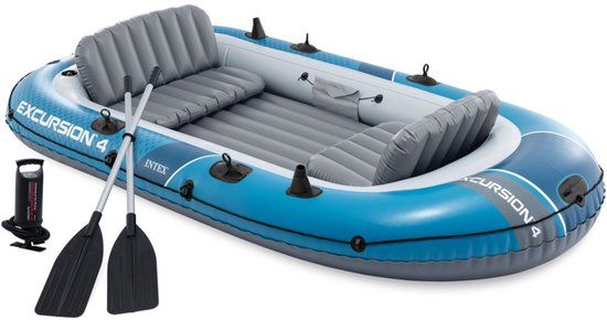 Intex Excursion 4 Opblaasboot Set - 4 Personen - Blauw