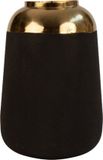 Vase de fleurs de luxe - noir/or - métal - 17 x 27 cm