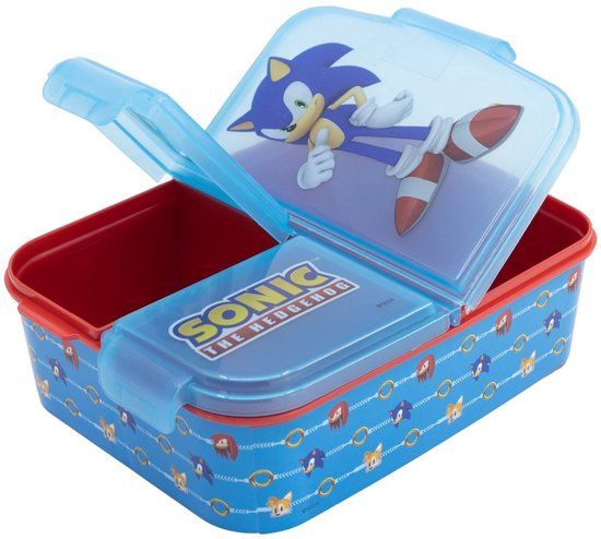 4783 Stor Sonic Broodtrommel / brooddoos met meerdere compartimenten