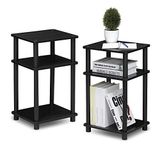 Furinno Just 3-Tier Turn-N-Tube Eindtafel, 2-Pack, Americano/Zwart