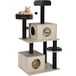 BAKAJI 2 ballen, 2 lagen dekens voor katten, dieren, katten, interactieve, nagels, krasbestendig, stevig, klimbomen, tweekleurig, beige en grijs