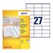 Avery DP027-100 etiketten voor kopieerapparaten in doos met spitse hoeken 70 x 31 mm 2700 stuks wit