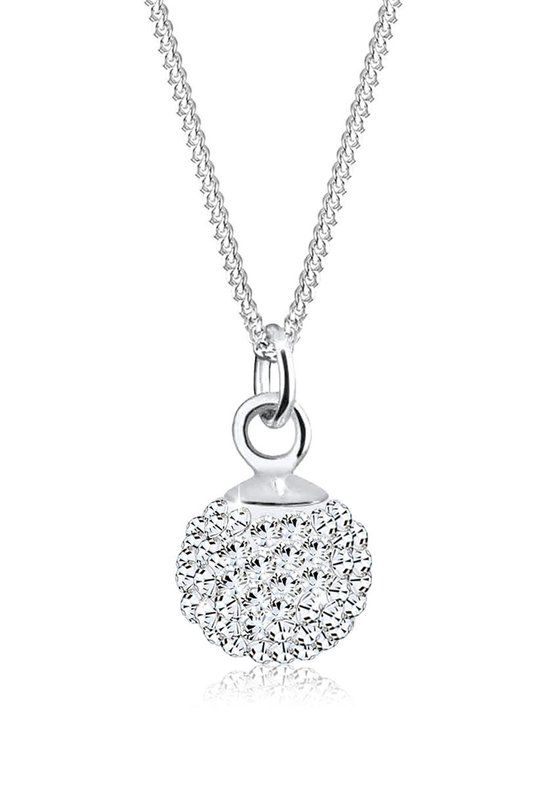 Elli Dames Halsketting - 925 Sterling Zilver - Kristal - Wit - 45 cm