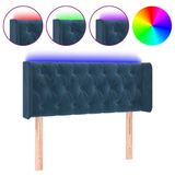VidaXL Hoofdbord & Voeteind Donkerblauw Polyester/Hout 930x160x780/880 mm met LED Strip