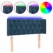 VidaXL Hoofdbord & Voeteind Donkerblauw Polyester/Hout 930x160x780/880 mm met LED Strip