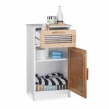 Relaxdays badkamerkast, smal, met lade, legplank, HxBxD: 70 x 40 x 28,5 cm, kolomkast, opbergkast, badkamermeubel, wit