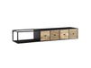 FineBuy Lowboard suspendu bois de manguier massif / métal 150x25x35 cm meuble TV noir, meuble TV design rotin style viennois moderne, meuble TV mural, commode TV commode TV à suspendre