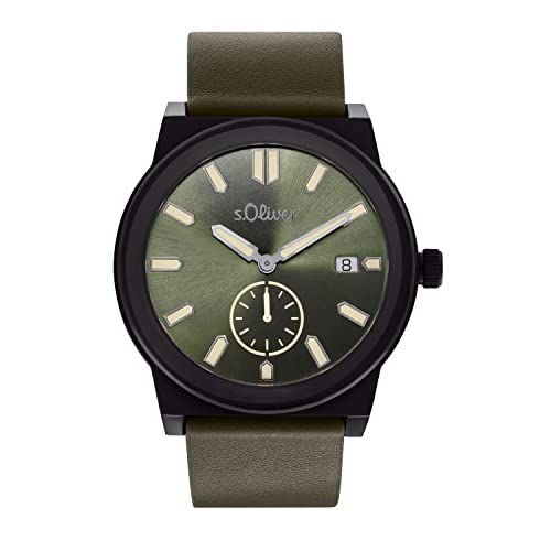 s.Oliver Polshorloge Heren - Groen - Leren Band - 2035442