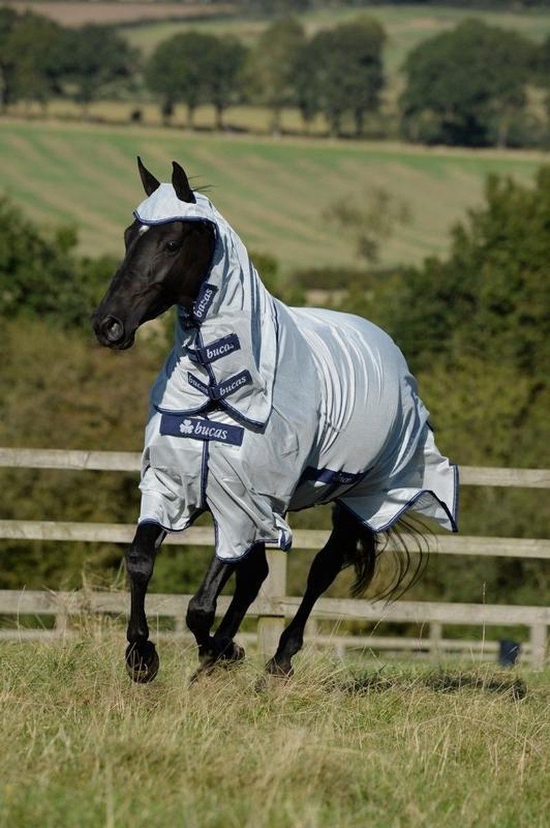 Bucas Buzz-Off X FullNeck vliegendeken - Zilver - Maat 135/180/6.0