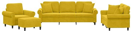 vidaXL 4-delige Loungeset met kussens fluweel geel