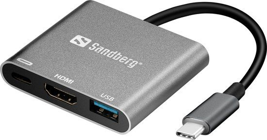 Sandberg USB-C Mini Dock - HDMI, USB - 4K - Grijs/Wit