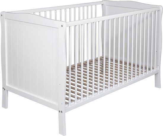 Cabino Born Lucky ® Meegroei Ledikant Met Lade en Veiligheidsrekje 70 x 140 cm Wit