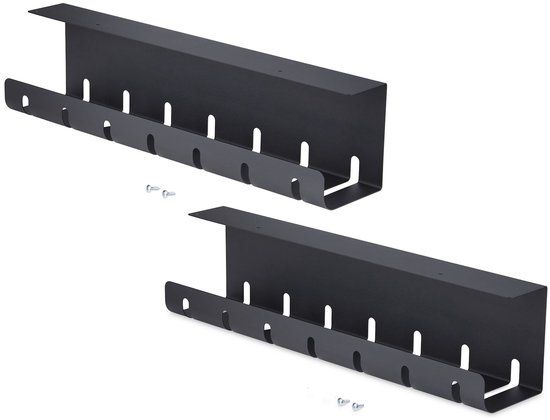 StarTech 2-Pack Kabelmanagement Tray Voor Onder Bureau, 106cm (53cm per tray), Sleufontwerp, Schroefmontage, Zwart, TAA